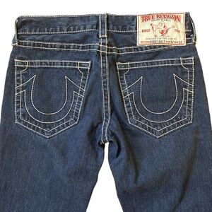 Vintage True Religion Bobby Big T Bootcut Jeans 33x32 USA Made Dark Wash 2000s
